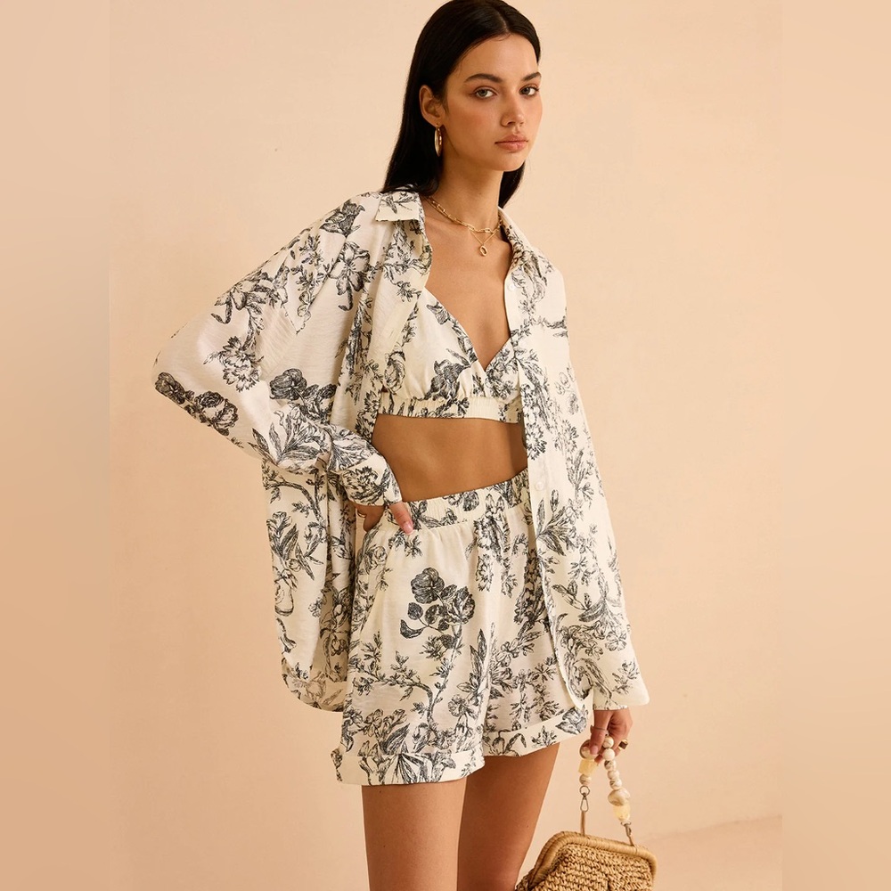 139 Commense Floral Print Three-Piece Set